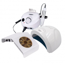 Набір для манікюру 3в1, лампа SUN One 48W + Фрезер Nail Master ZS-601 65Вт. 45000об/хв + витяжка манікюрна 45 ват