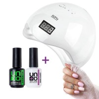 Стартовый маникюрный набор: Лампа для маникюра Sun 5 48 Вт UV/LED + база и топ (набор для ногтей)