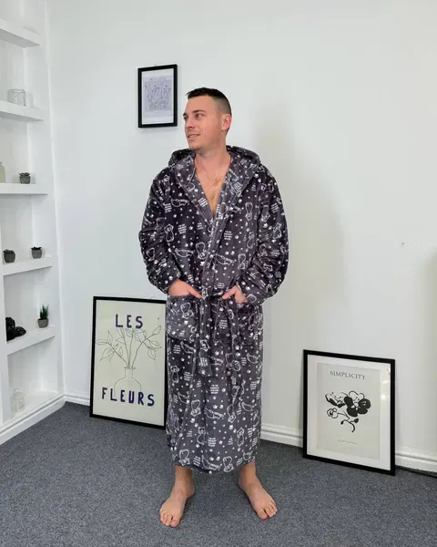 Теплый халат фиолетовый унисекс Котик Теплый халат фиолетовый унисекс Котик