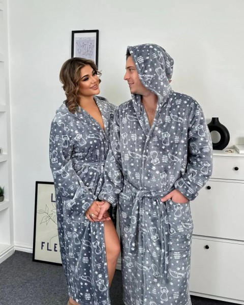 Теплый халат унисекс Котик