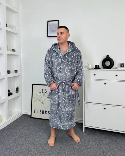 Теплый халат унисекс Котик