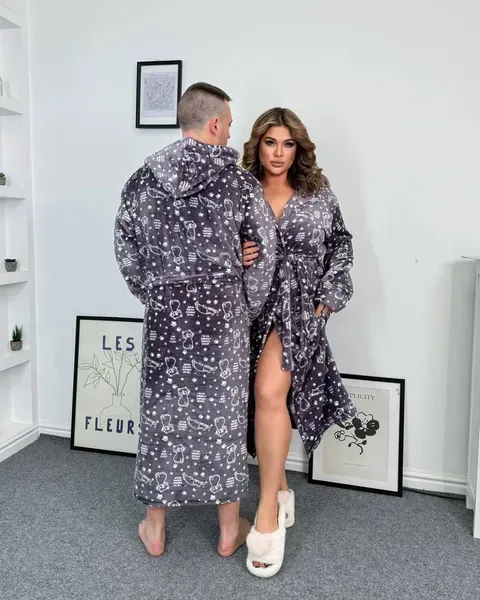 Теплый халат фиолетовый унисекс Котик Теплый халат фиолетовый унисекс Котик