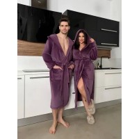 Бордовый теплый халат унисекс