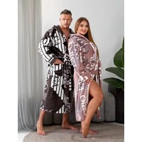 Теплый халат темный шоколад унисекс Армани