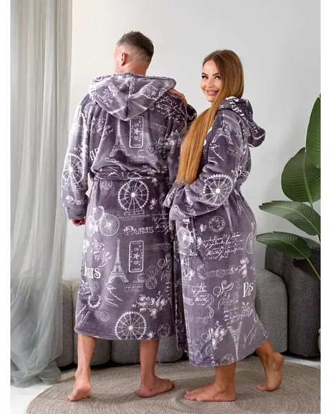 Теплый халат унисекс Париж