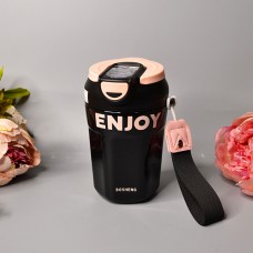 Термостакан Enjoy с трубочкой 350 мл Цвет: Чёрный