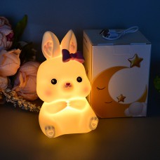 Ночной LED светильник силиконовый Зайчик c аккумулятором