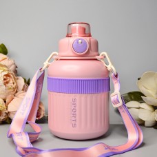 Вместительный термос с фильтром для чая 900 ml Цвет: Розовый
