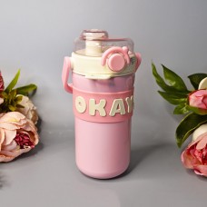 Термостакан OKAY с трубочкой 635 мл Цвет: Розовый