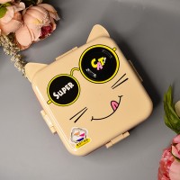 Детский ланч-бокс герметичный Cat 1590 ml Цвет: Бежевый