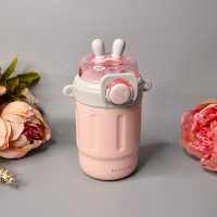 Детский термос с трубочкой Зайчик 300 ml Цвет: Розовый