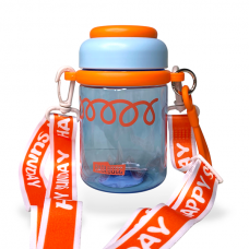 Детская бутылка для воды с ремешком 500 ml Цвет: Голубой/Оранжевый