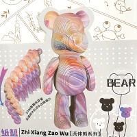 DIY Конструктор картонний 3D-пазл Bearbrick Колір: Помаранчевий/Рожевий
