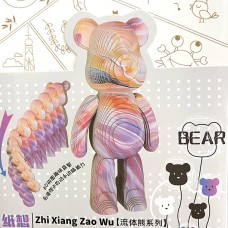 DIY Конструктор картонный 3D-пазл Bearbrick Цвет: Оранжевый/Розовый