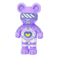 Светящийся конструктор Magic Blocks в виде мишки Bearbrick Цвет: Сиреневый