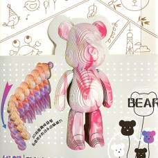 DIY Конструктор картонный 3D-пазл Bearbrick Цвет: Белый/Розовый