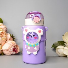 Дитячий термос з трубочкою Звірята 550 ml Колір: Бузковий
