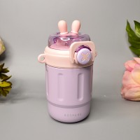 Детский термос с трубочкой Зайчик 300 ml Цвет: Сиреневый