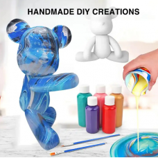 Флюидный медвежонок Fluid Bear Bearbrick с красками Набор для творчества DIY Мишка 33 см