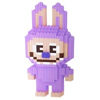 Конструктор Magic Blocks в виде зайца Лабубу LABUBU Высота 18 см (Цвет: Сиреневый)