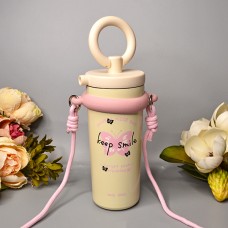 Красивый термостакан с трубочкой Keep smile 720 мл. Цвет: Черный