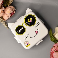 Детский ланч-бокс герметичный Cat 1590 ml Цвет: Белый