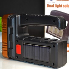 Фонарик ручной аккумуляторный на солнечной батарее с функцией Power Bank Серебряный