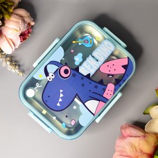 Ланч-бокс дитячий з нержавіючої сталі Dino 750 ml Колір: Блакитний