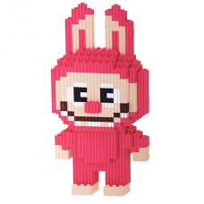 Конструктор Magic Blocks в виде зайца Лабубу LABUBU Высота 18 см (Цвет: Малиновый)