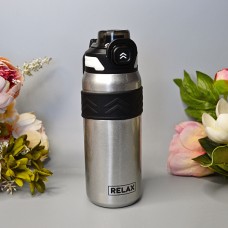 Термобутылка Relax 600 мл. Цвет: Серый с черным
