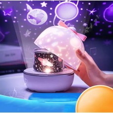 Ночник проектор звездного неба USB Бантик 1200mAh, 6 сменных слайдов