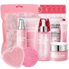 Набір доглядової косметики з колагеном SADOER Collagen Sakura з аксесуарами