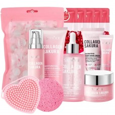 Набор уходовой косметики c коллагеном SADOER Collagen Sakura с аксессуарами