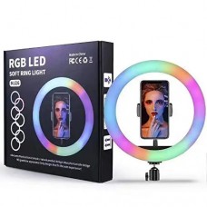 Світлодіодна кільцева лампа для фото, селфі RGB MJ-26см від USB з тримачем для телефону