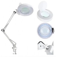 Светодиодная LED-лупа на струбцине настольная для мастера маникюра AF-843, 5X 25 Вт